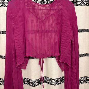 Urban Outfitters Fuchsia Sheer Blouse